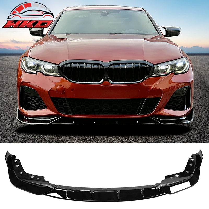 Fits 19-22 BMW G20 3 Series 330i M Sport M340i Gloss Black Front Bumper Lip 3PCS