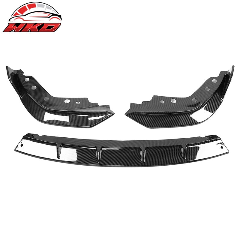Fits 19-22 BMW G20 3 Series 3PC V1 Style Carbon Fiber Print Front Bumper Lip PP