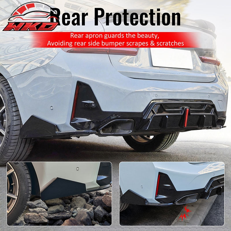 Wholesale 23-26 BMW G20 3-Series IKON Style Rear Bumper Side Corner Apron Gloss Black - Wikond Auto