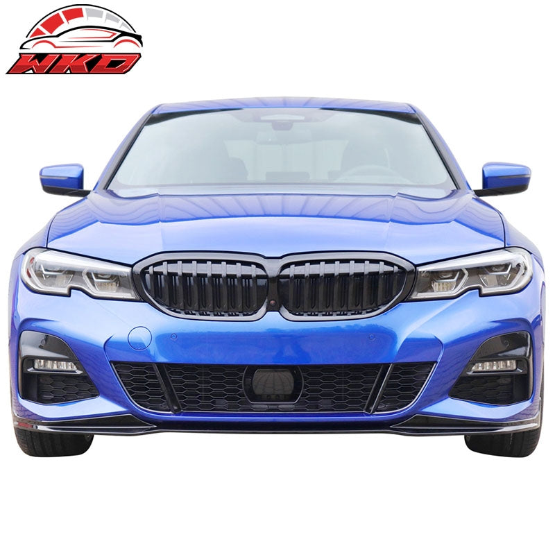 Fits 19-22 BMW G20 3 Series M-Tech M Sport Front Bumper Lip Gloss Black - PP
