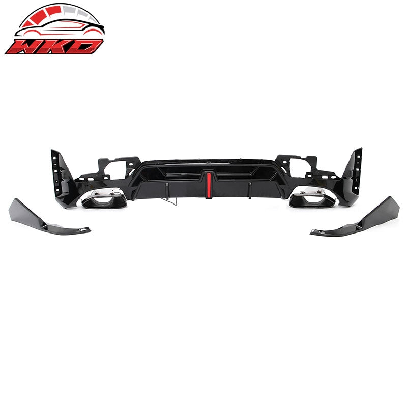 Wholesale 23-26 BMW G20 3-Series Rear Diffuser W/LED + Apron +Exhaust Tip Gloss Black - Wikond Auto