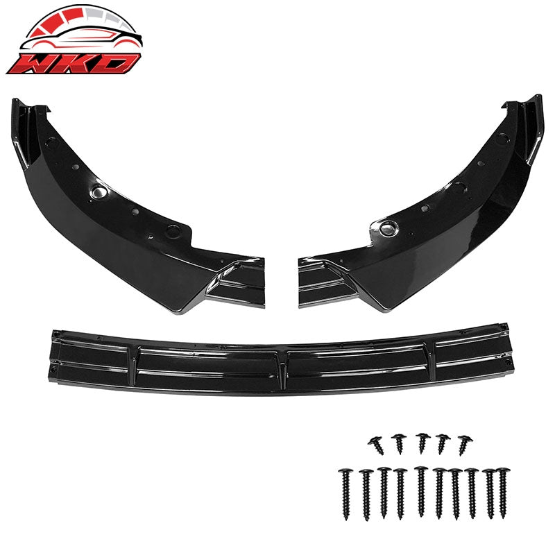 Fits 19-22 BMW G20 3 Series Sport Line Gloss Black Front Bumper Lip Spoiler 3PC