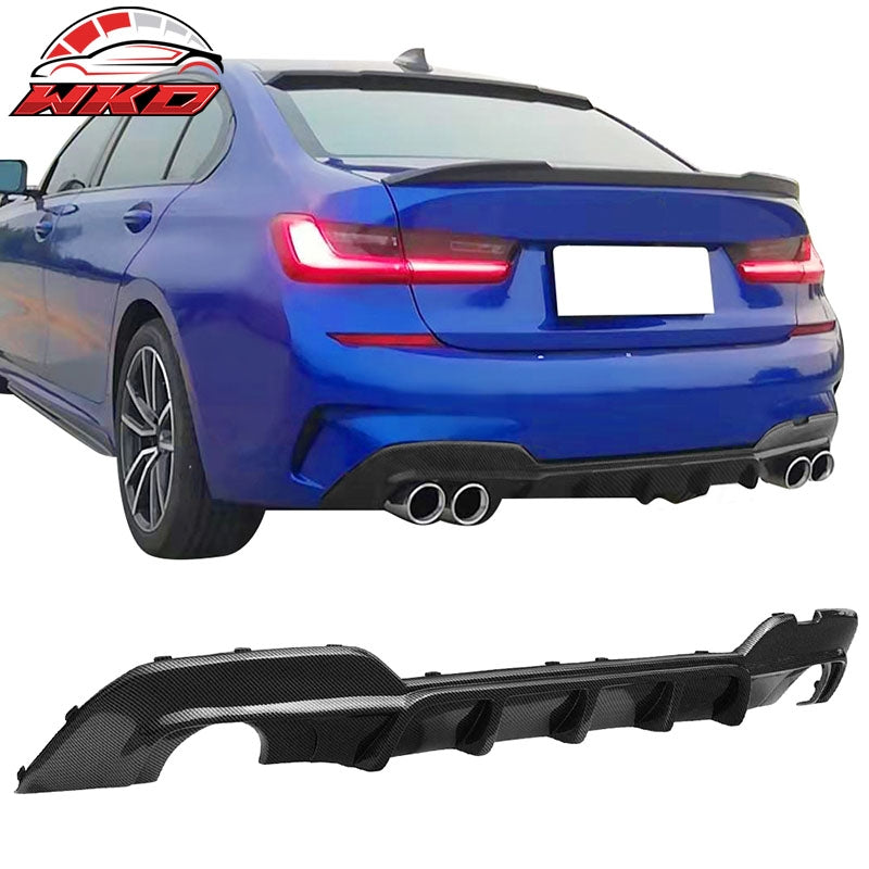 Wholesale 19-22 BMW G20 330i M Sport Rear Diffuser Bumper Lip Carbon Fiber Print Carbon Fiber Hydro Dip (Gloss Smooth Finish) - Wikond Auto