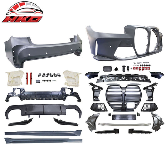 Wholesale 23-26 BMW G20 LCI M340i Front + Rear Bumper Cover + Side Skirts (M3 Style) - Wikond Auto