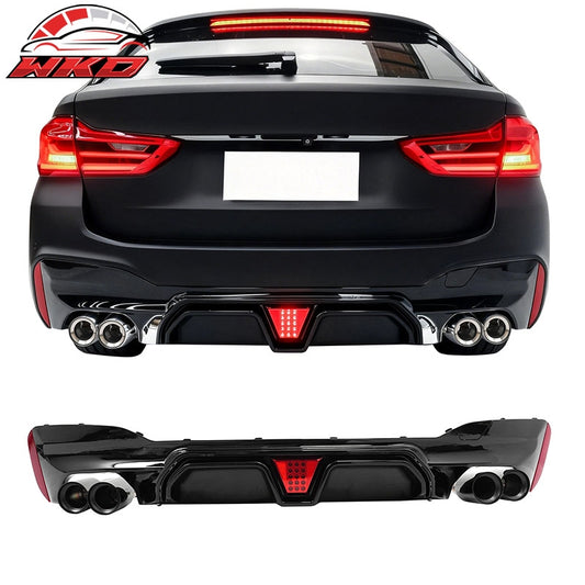 Wholesale 17-20 BMW G30 5 Series CS Style Rear Diffuser w/ LED + Black Quad Exhaust - Wikond Auto