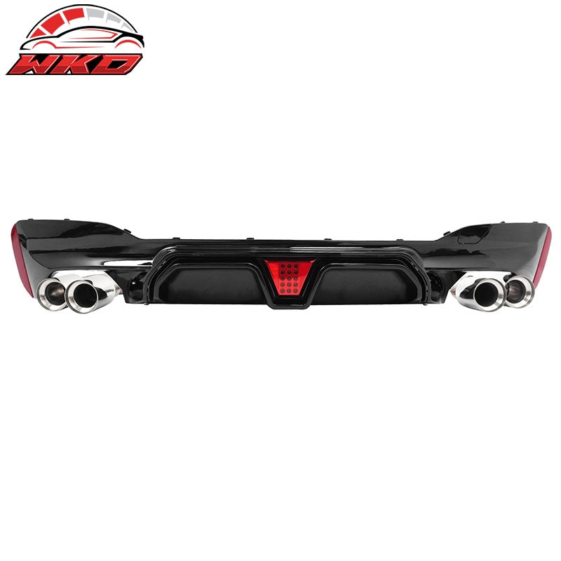 Fits 17-20 BMW G30 5 Series CS Style Rear Diffuser w/ LED + Silver Quad Exhaust
