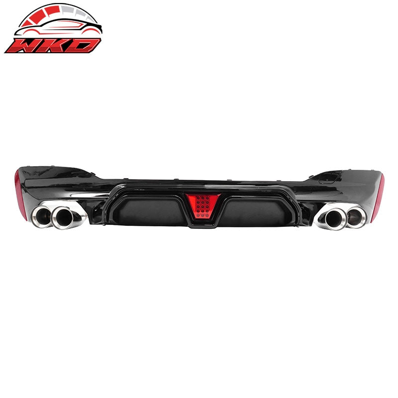 Fits 21-23 BMW G30 5 Series CS Style Rear Diffuser w/ LED + Silver Quad Exhaust