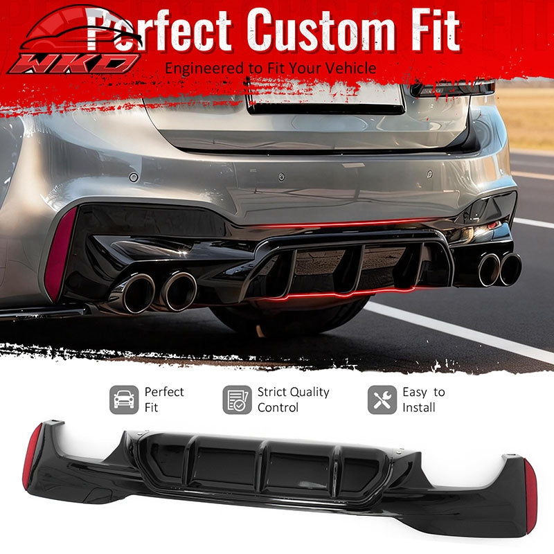 Fits 17-23 BMW G30 5 Series F90 M5 Competition Style Rear Diffuser Gloss Black