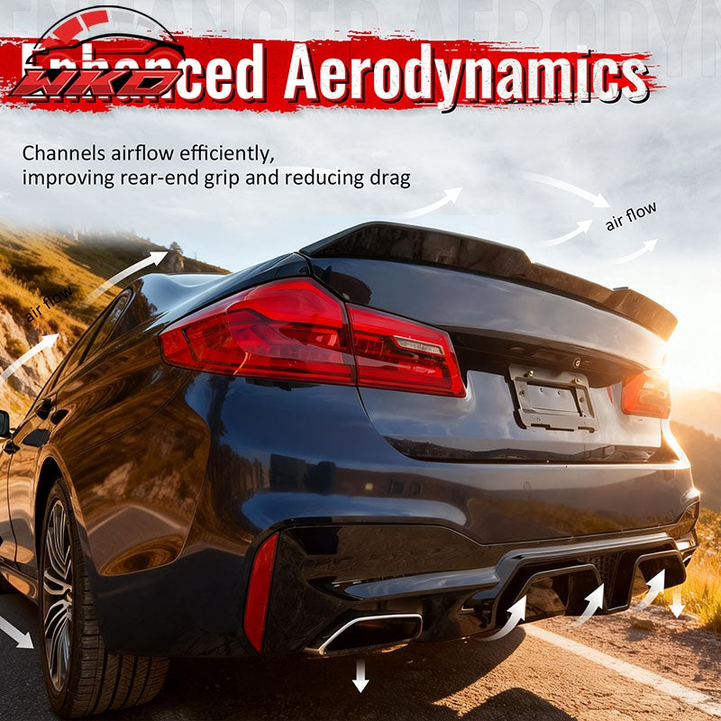 Fits 17-23 BMW G30 5 Series M Sport F90 M5 CS Style Rear Diffuser Gloss Black PP