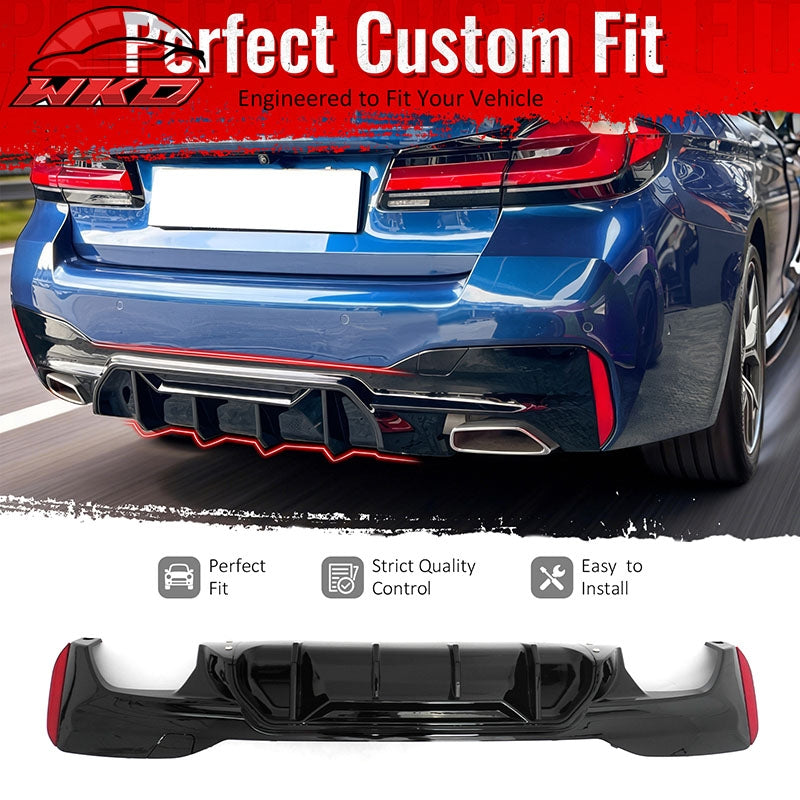 Fits 17-23 BMW G30 5 Series M Sport Rear Diffuser M5 M Perfermance Gloss Black