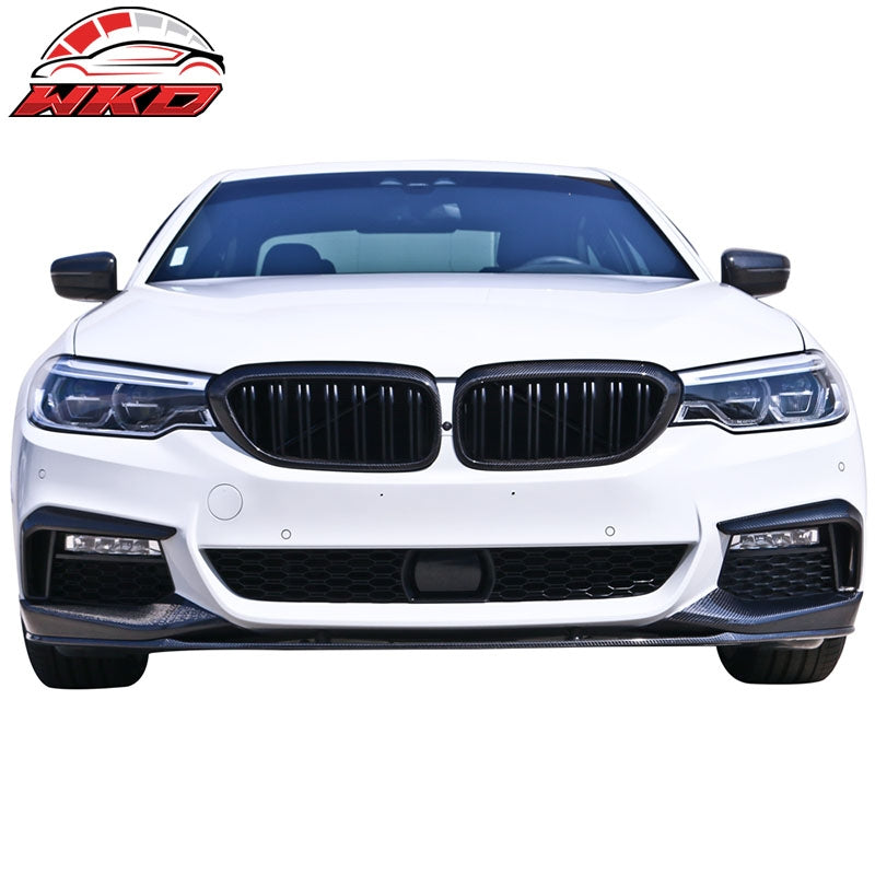 Fits 17-20 BMW G30 5 Series M-Tech MP Style Front Bumper Lip Matte Carbon Fiber