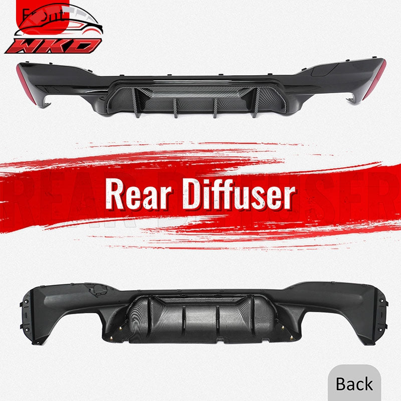 Wholesale 17-23 BMW G30 5 Series M5 MP Style Rear Diffuser Gloss Black& CF Print Fin - Wikond Auto