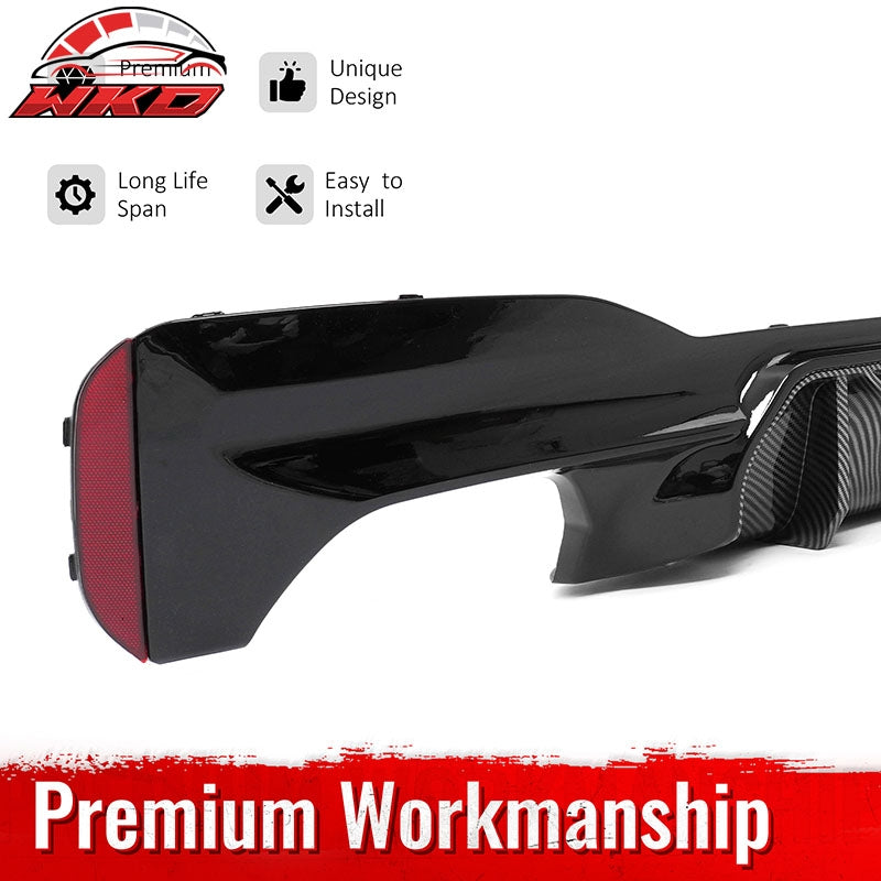 Wholesale 17-23 BMW G30 5 Series M5 MP Style Rear Diffuser Gloss Black& CF Print Fin - Wikond Auto