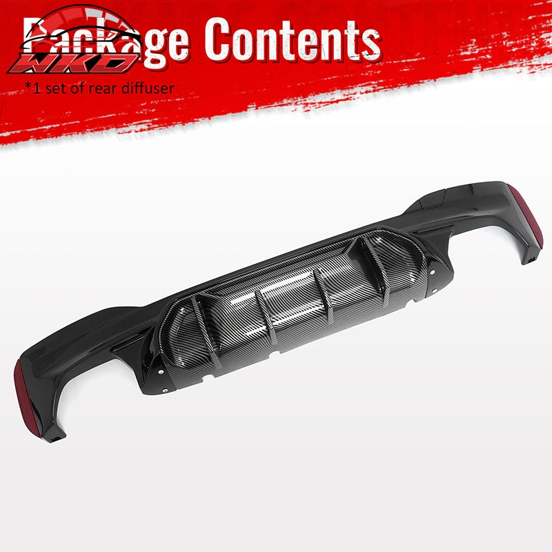 Wholesale 17-23 BMW G30 5 Series M5 MP Style Rear Diffuser Gloss Black& CF Print Fin - Wikond Auto
