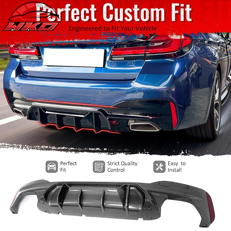 Fits 17-23 BMW G30 5 Series Rear Diffuser M5 M Perfermance Carbon Fiber Print PP