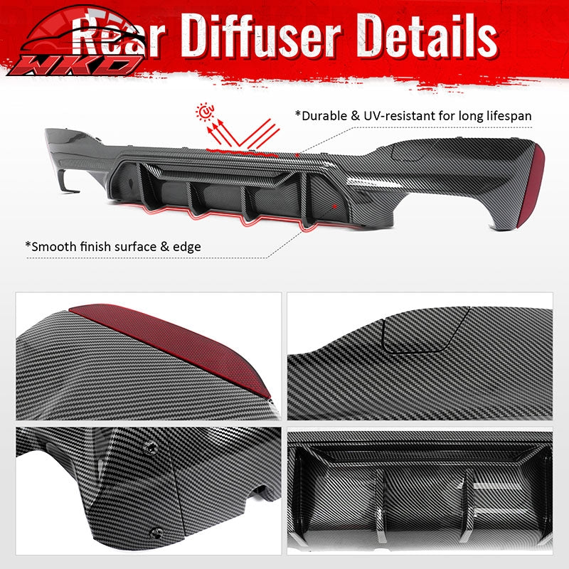 Fits 17-23 BMW G30 5 Series Rear Diffuser M5 M Perfermance Carbon Fiber Print PP