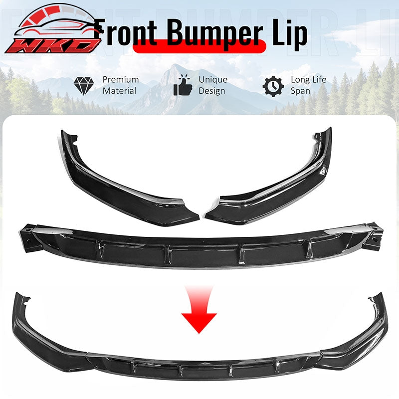 Fits 17-20 BMW G30 530i 540i M550i M Sport GT Style Front Bumper Lip Gloss Black