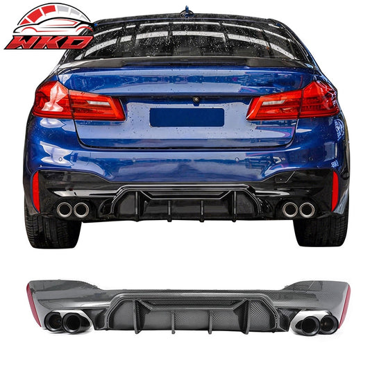 Wholesale 21-23 BMW G30 Carbon Fiber Print Rear Diffuser MP Style+ Black Quad Exhaust - Wikond Auto