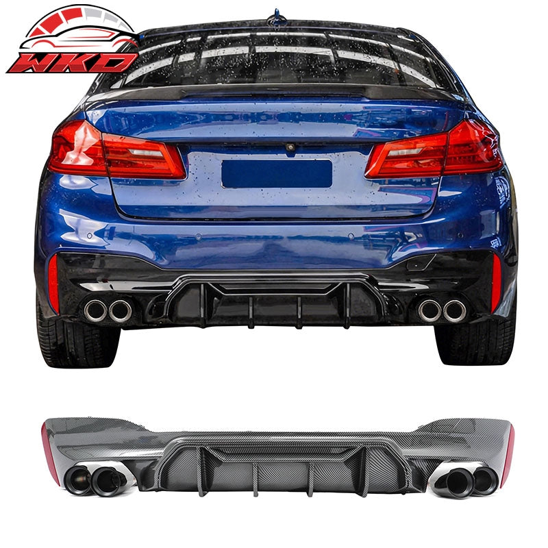 Wholesale 17-20 BMW G30 Carbon Fiber Print Rear Diffuser MP Style+ Black Quad Exhaust