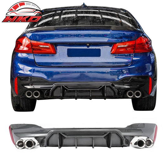 Wholesale For 17-20 BMW G30 Carbon Fiber Print Rear Diffuser MP Style+ Silver Quad Exhaust - Wikond Auto