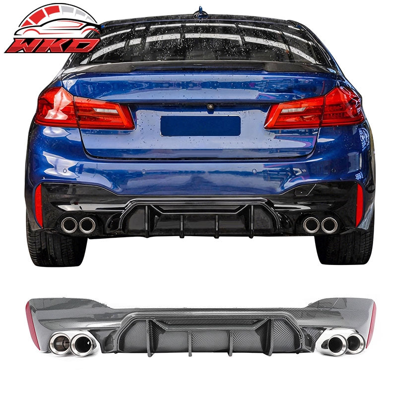 Wholesale For 21-23 BMW G30 Carbon Fiber Print Rear Diffuser MP Style+ Silver Quad Exhaust