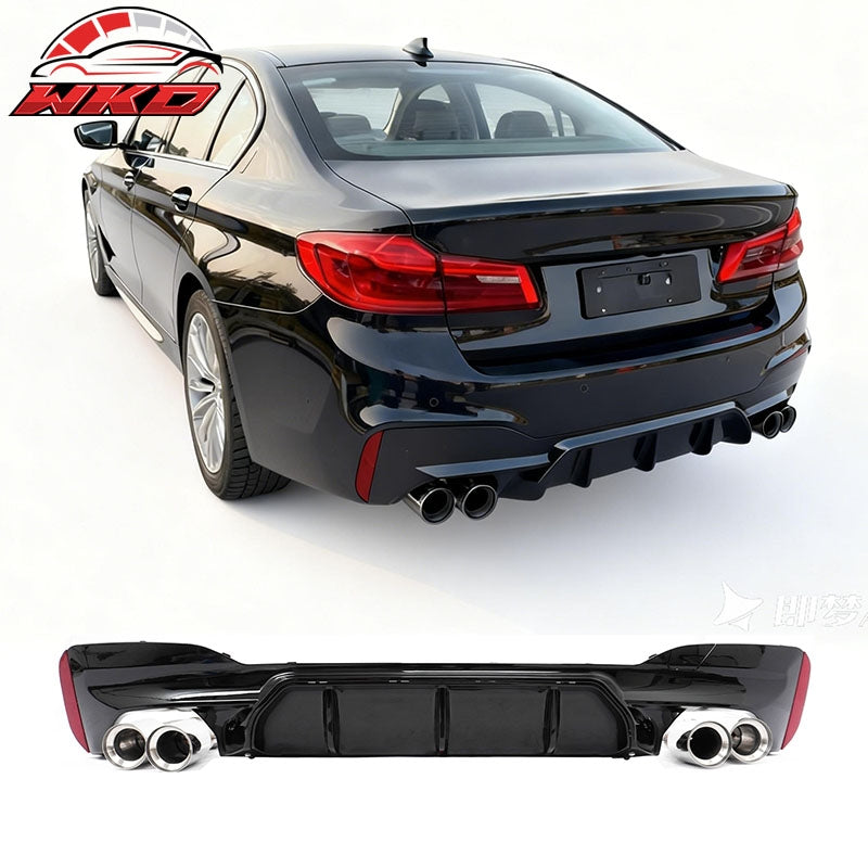 Wholesale For 17-20 BMW G30 Competition Style Gloss Black Rear Diffuser Silver Exhaust Tip