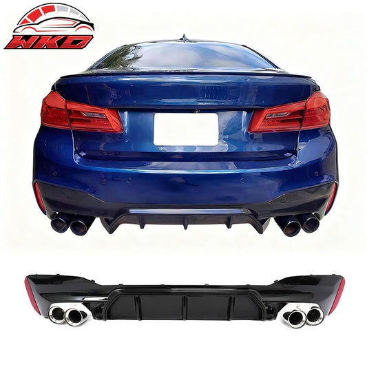 Wholesale For 21-23 BMW G30 Competition Style Gloss Black Rear Diffuser Silver Exhaust Tip - Wikond Auto