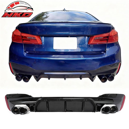 Wholesale For 17-20 BMW G30 Competition Style Gloss Black Rear Diffuser Black Exhaust Tips - Wikond Auto