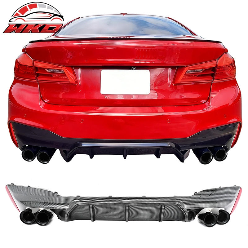 Wholesale 21-23 BMW G30 Competition Style Rear Diffuser CF Print + Black Exhaust Tip