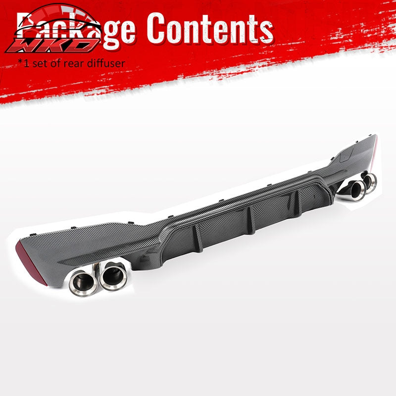 Fits 17-20 BMW G30 Competition Style Rear Diffuser CF Print + Silver Exhaust Tip