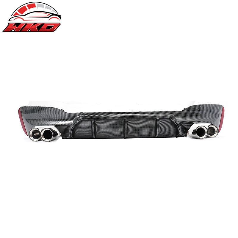 Fits 17-20 BMW G30 Competition Style Rear Diffuser CF Print + Silver Exhaust Tip