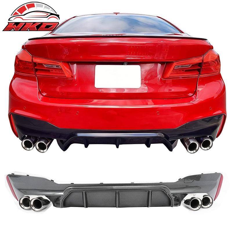 Wholesale 21-23 BMW G30 Competition Style Rear Diffuser CF Print + Silver Exhaust Tip