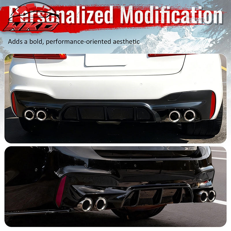 Fits 21-23 BMW G30 Competition Style Rear Diffuser CF Print + Silver Exhaust Tip