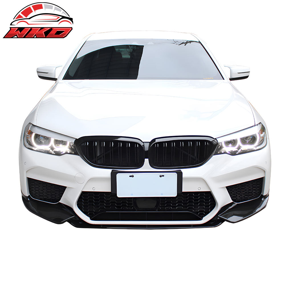 Fits 17-20 BMW 5 Series G30 Sedan Unpainted Black M5 Style Front Bumper Lip PP
