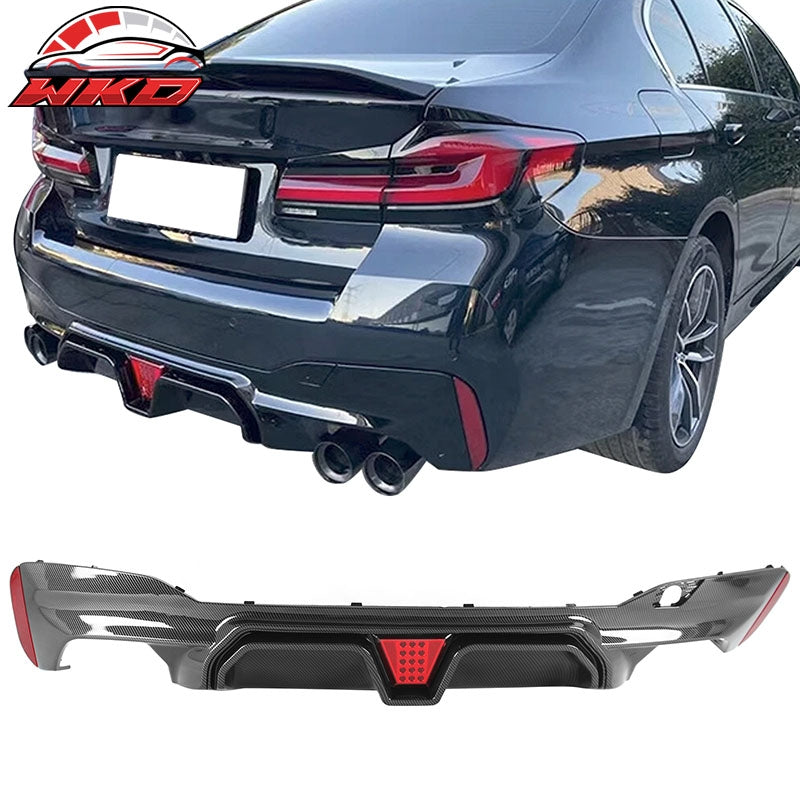 Wholesale For 17-23 BMW G30 G31 G38 5 Series Carbon Fiber Print M5 CS Rear Diffuser w/ LED