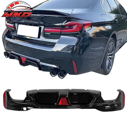 Wholesale For 17-23 BMW G30 G31 G38 5 Series Gloss Black M5 CS Style Rear Diffuser w/ LED - Wikond Auto