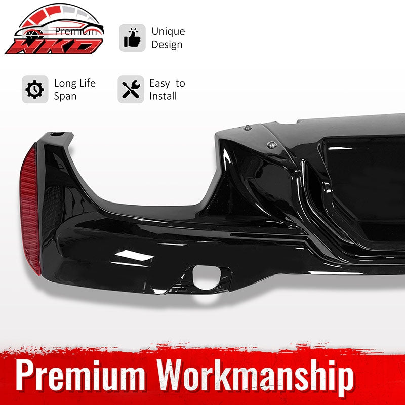 For 17-23 BMW G30 G31 G38 5 Series Gloss Black M5 CS Style Rear Diffuser w/ LED