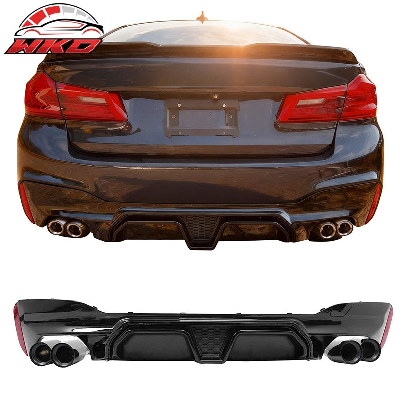 Wholesale 17-20 BMW G30 Gloss Black Rear Diffuser M5 CS Style + Black Quad Exhaust