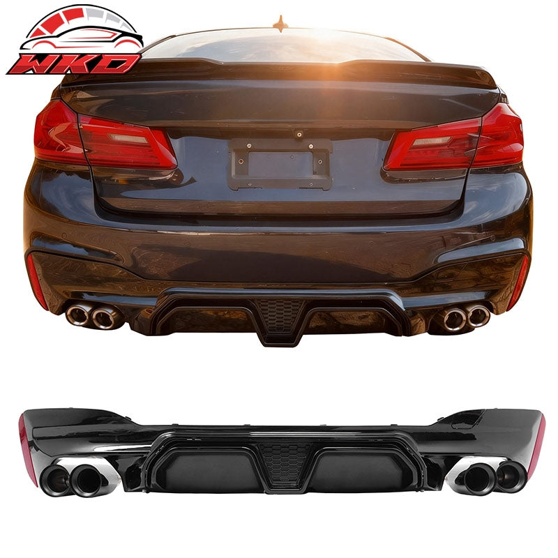 Wholesale 21-23 BMW G30 Gloss Black Rear Diffuser M5 CS Style + Black Quad Exhaust