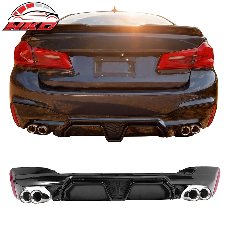Wholesale 21-23 BMW G30 Gloss Black Rear Diffuser M5 CS Style + Silver Quad Exhaust