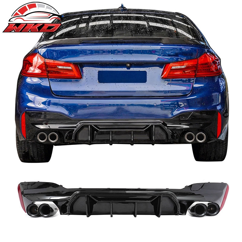 Wholesale 21-23 BMW G30 Gloss Black Rear Diffuser M5 MP Style + Black Quad Exhaust