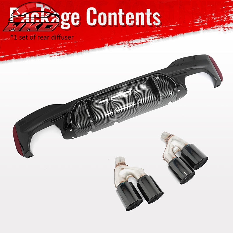 Fits 21-23 BMW G30 Rear Diffuser M5 M-Perfermance Style + Black Quad Exhaust