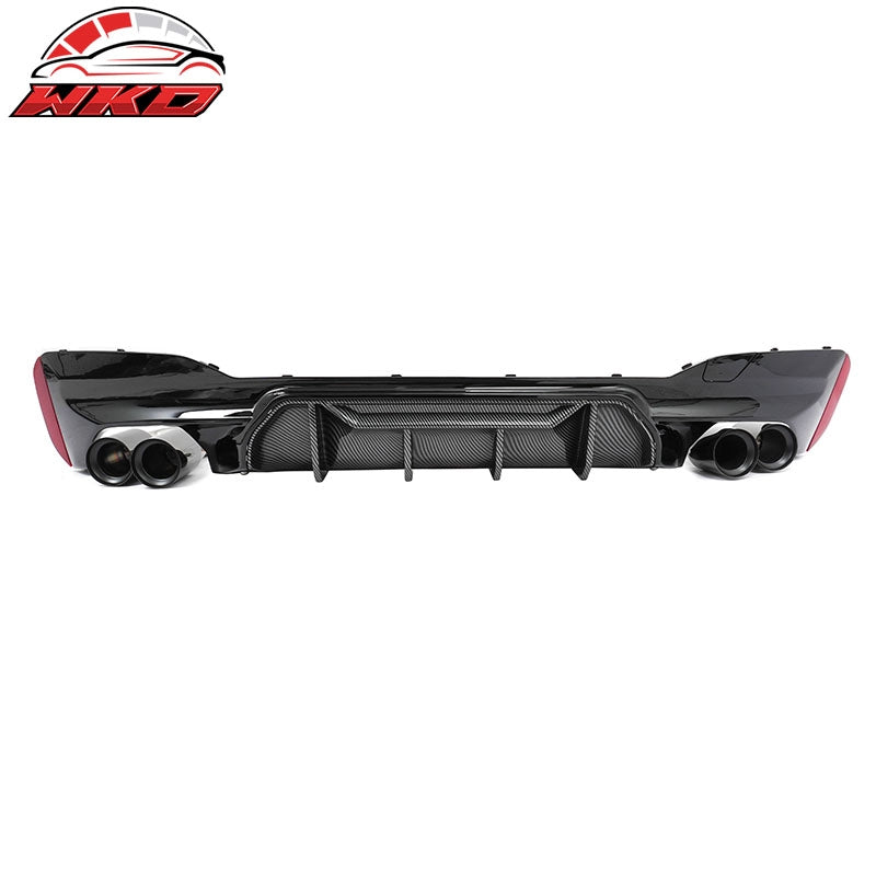 Fits 17-20 BMW G30 Rear Diffuser M5 M-Perfermance Style + Black Quad Exhaust