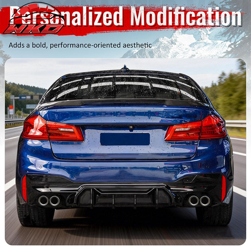 Fits 21-23 BMW G30 Rear Diffuser M5 M-Perfermance Style + Silver Quad Exhaust