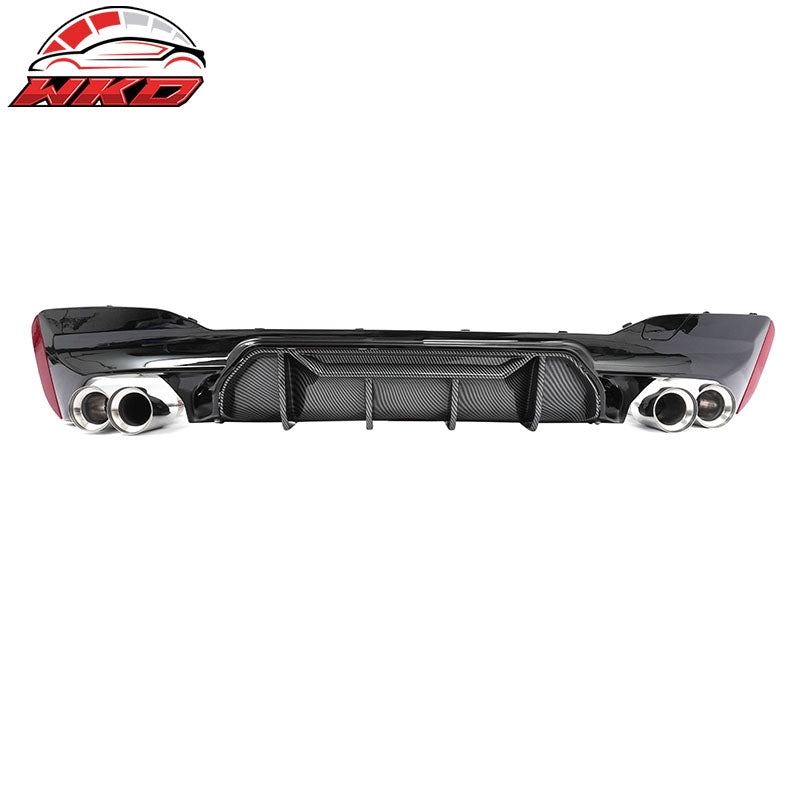 Fits 17-20 BMW G30 Rear Diffuser M5 M-Perfermance Style + Silver Quad Exhaust