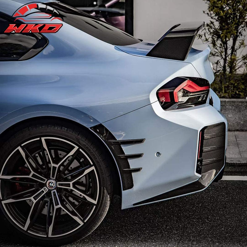 Dry Carbon Fiber Fits 23-26 BMW G87 M2 Rear Bumper Side Fins M Performance Style