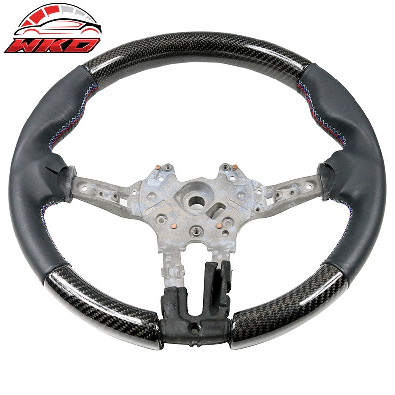 Fits 15-21 BMW F80 F82 M Sport Steering Wheel CF + Leather Cover + M Stitching
