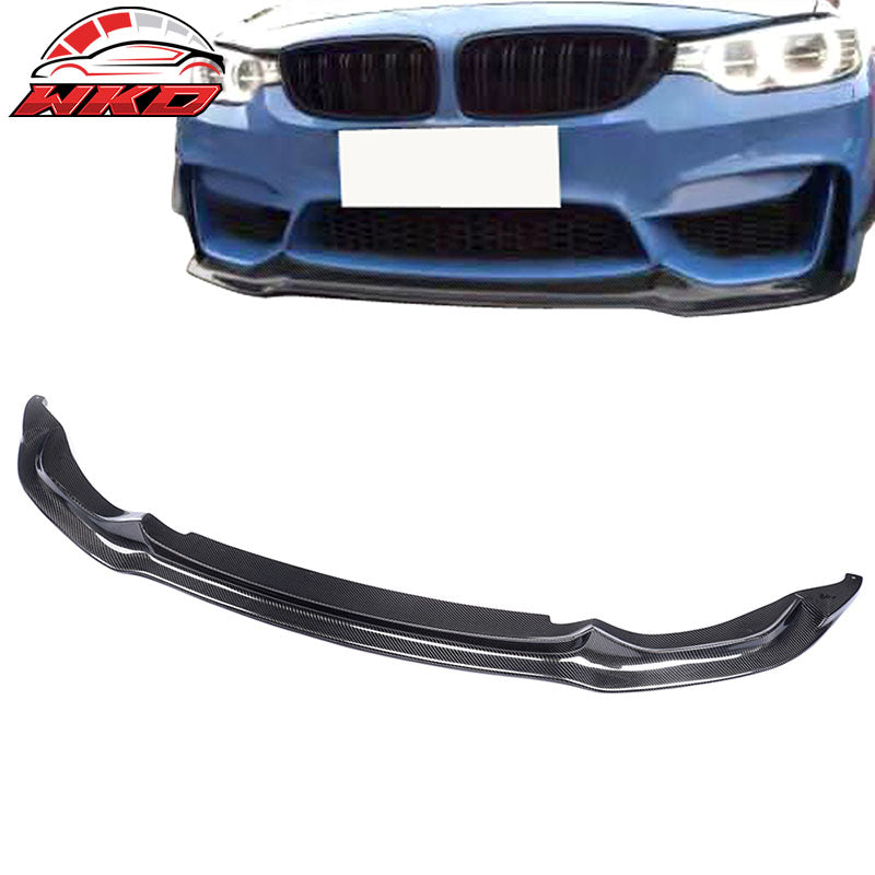 Fit 15-20 BMW M3 F80 M4 F82 F83 V Style Front Bumper Lip Spoiler Carbon Fiber CF
