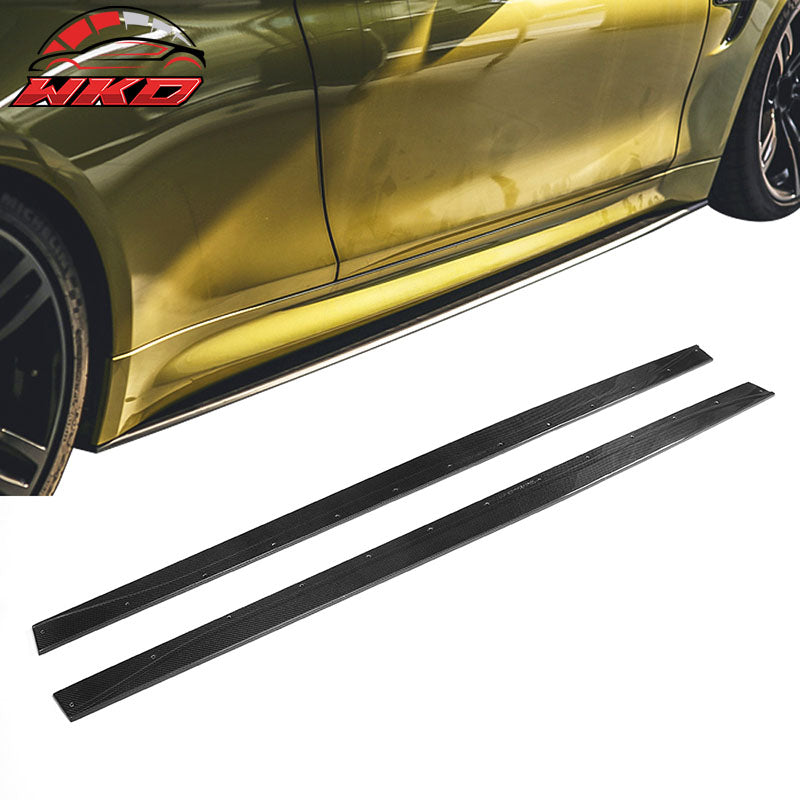 Fits 15-20 BMW F82 F83 M4 MP Style 2PCS Side Skirts Extension Matte Carbon Fiber