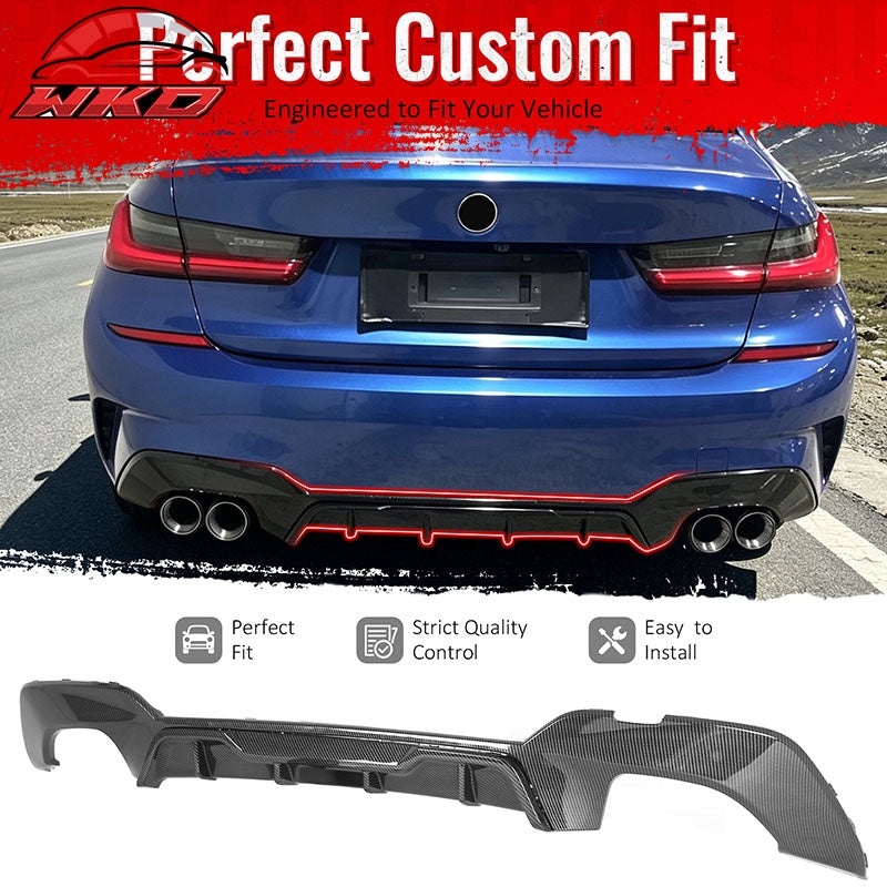 For 19-22 BMW Pre LCI G20 3 Series Carbon Fiber Print Rear Diffuser M340 Style
